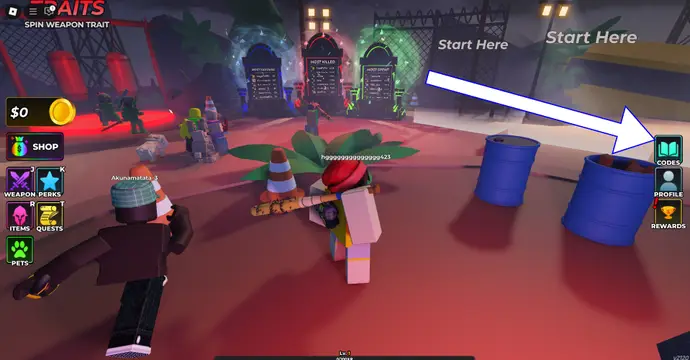 Step 1: Find Codes Button - Step 1